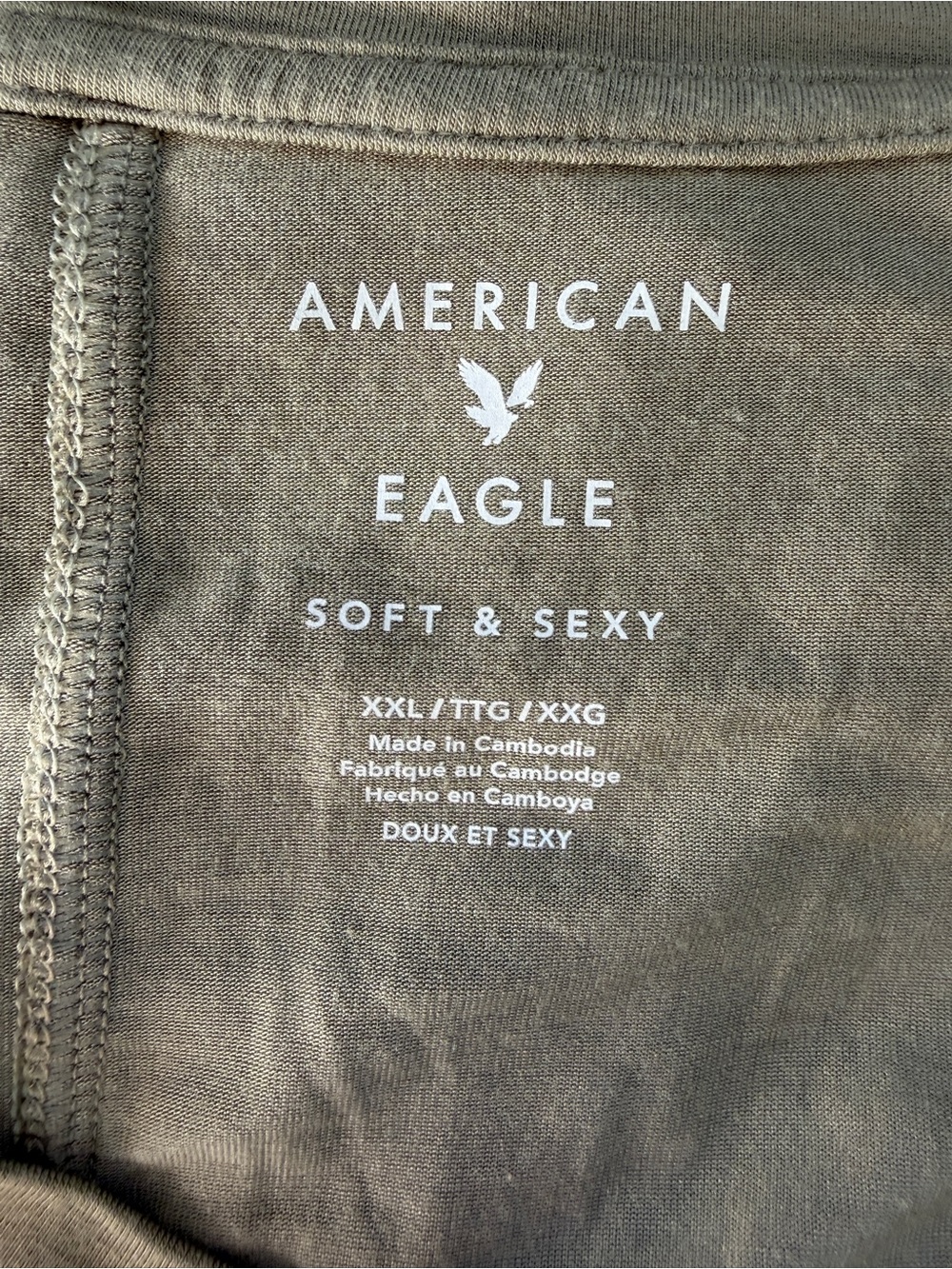American Eagle Womens Soft & Sexy Modal V-Neck Tee Size XXL Olive Green Capsule - Picture 2 of 7